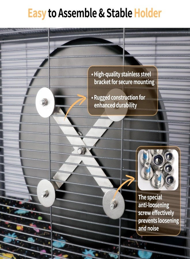 YKD 11.8" Silent Fancy Rat Exercise Wheel, Aluminum Alloy Noiseless Hamsters Running Wheel for Fancy Rat, Syrian Hamsters, Hedgehogs and Small Pets (Bracket-Black) - Image 5
